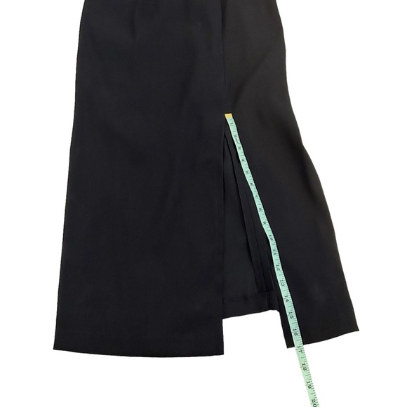 CDC Petites Vintage Crisscross Straps Black Long Slit Front Maxi Dress Petite 8 - Picture 8 of 10